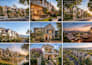 create realistic 3d townhouse render and residential complex landscape